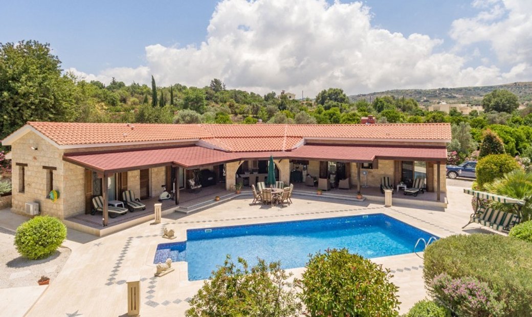 Outstanding 4 Bd Stone Bungalow For Sale In Giolou, Paphos, Cyprus For