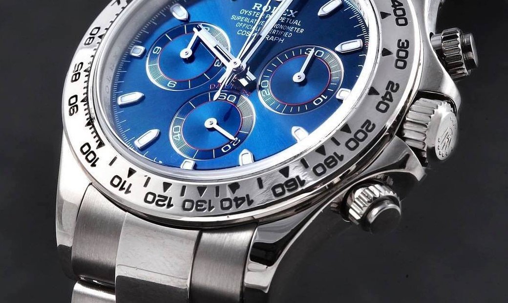 daytona blue dial white gold