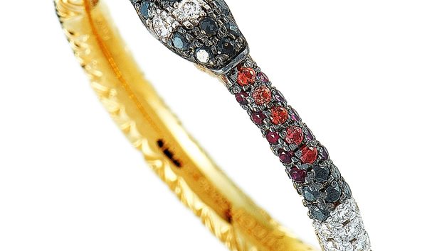 Gucci Gucci Ouroboros 18K Yellow Gold Diamond, Sapphire and Topaz Snake Ring (10746344)
