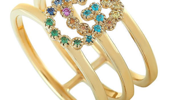 Gucci Gucci GG Running 18K Yellow Gold Sapphire and Tsavorite Ring (10747034)