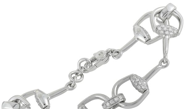 Gucci Gucci Horsebit 18K White Gold Diamond Bracelet Size 16 (10749724)
