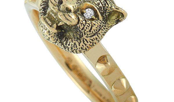 Gucci Gucci LMDM 18K Yellow Gold Diamond Feline Motif Ring (10749703)