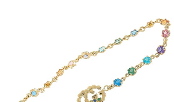 Gucci Gucci GG Running 18K Yellow Gold Sapphire, Tsavorite, Topaz and Quartz Bracelet Size 16 (10749665)