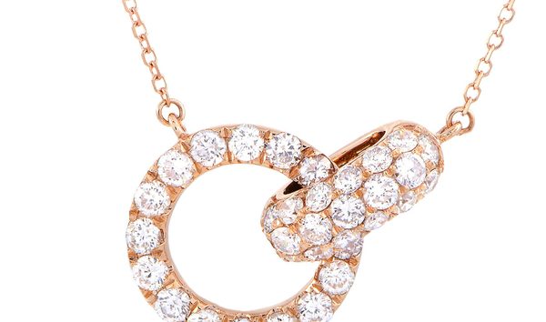 LB Exclusive LB Exclusive 18K Rose Gold Full Diamond Pave Link Pendant Necklace (10764127)