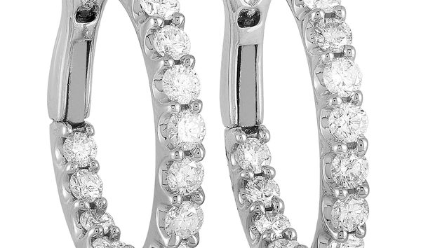 LB Exclusive LB Exclusive 18K White Gold 1.50ct Diamond Hoop Earrings (10768373)
