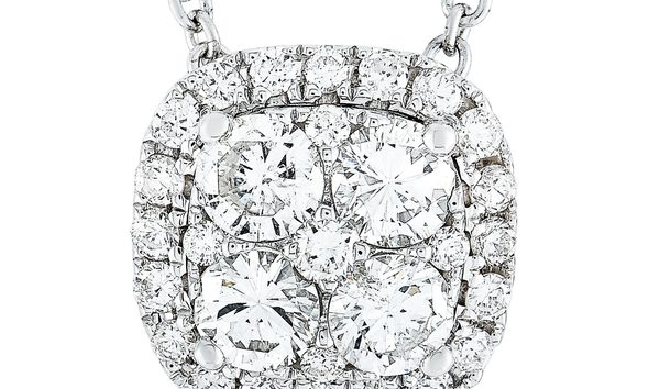 LB Exclusive LB Exclusive 18K White Gold Full Diamond Pave Pendant Necklace (10768386)