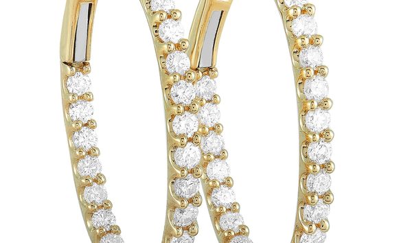 LB Exclusive LB Exclusive 18K Yellow Gold 2.00ct Diamond Hoop Earrings (10768380)