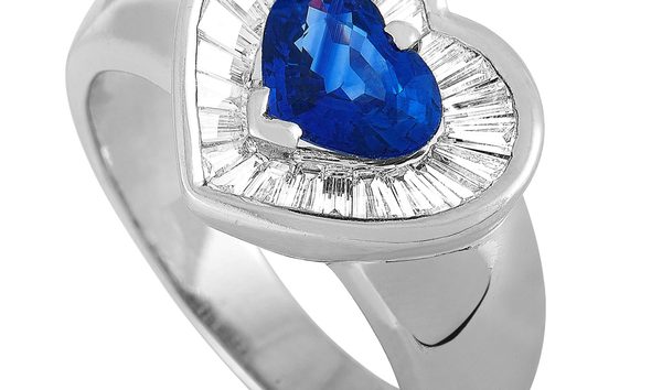 LB Exclusive LB Exclusive 18K White Gold Diamond and Sapphire Heart Ring (10772626)