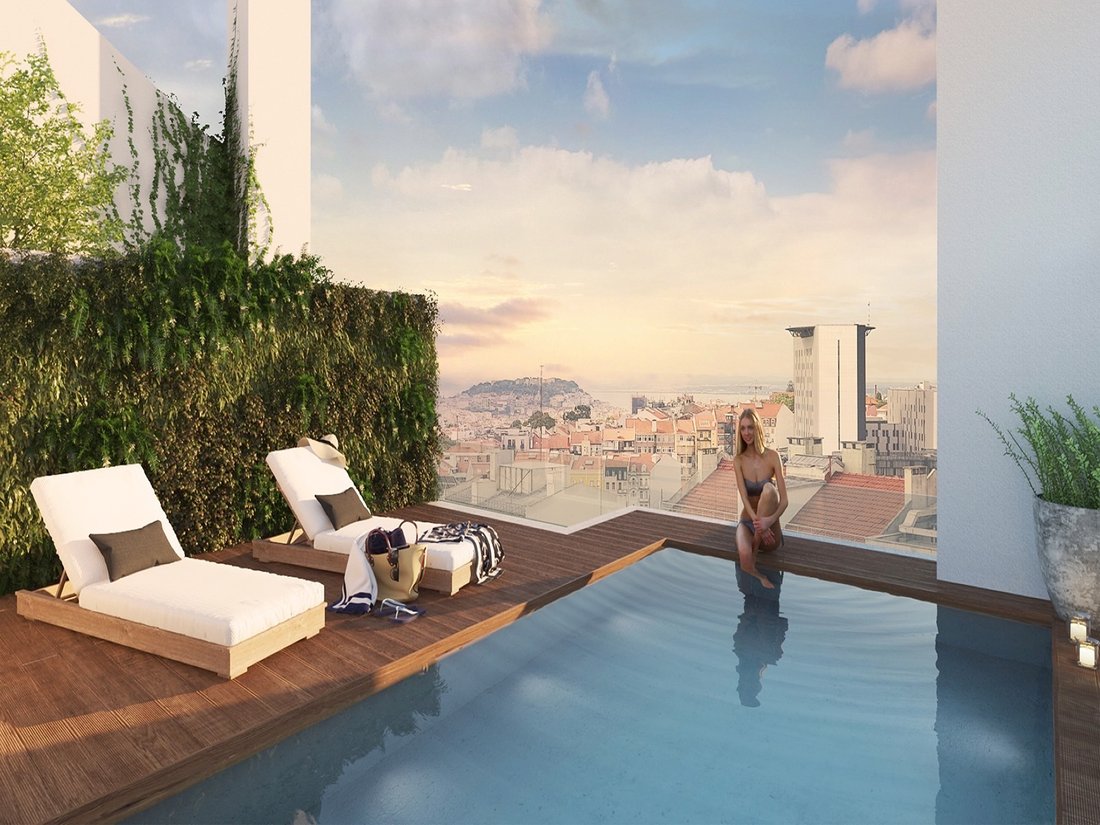 Four Bedrooms Luxury Penthouse With Private Terrace Pool In Lisbon
