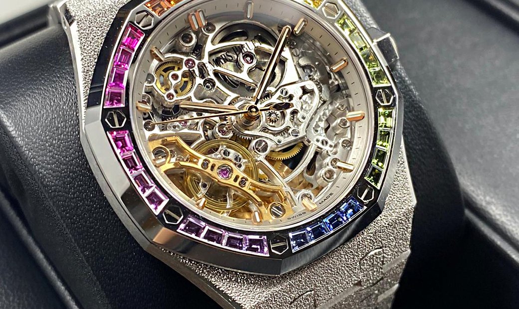 Audemars Piguet Frosted Gold “Snow Rainbow” Double Balance Wheel Openworked 15468BC