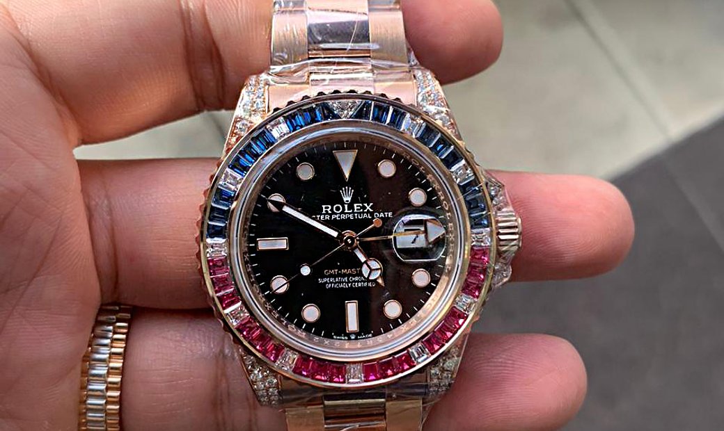 rolex gmt half rose gold