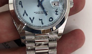 Rolex [NEW] Day-Date Ice blue Hindu Arabic Numerals Dial Dome Bezel Platinum President 228206