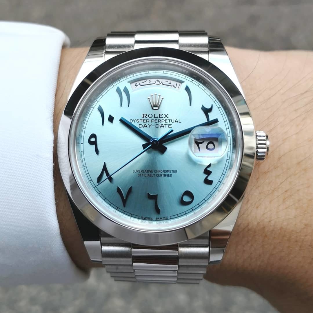 Rolex [New] Day Date Ice Blue Hindu Arabic Numerals Dial Dome In Hong ...