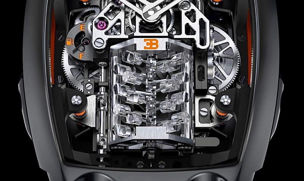 Jacob & Co. 捷克豹 [NEW MODEL] Bugatti Chiron Orange 16 Cylinder Piston Engine Tourbillon