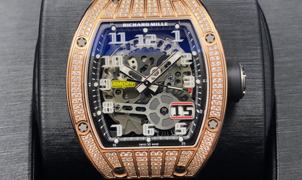 Richard Mille [NEW] RM 029 Rose Gold Med Set Diamond Big Date Mens Watch