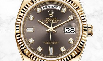 Rolex Day-Date 36 128238-0022 18 CT Yellow Gold Diamond Set Dark Grey Dial