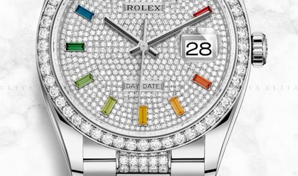 Rolex Day-Date 36 128349RBR-0012 18 Ct White Gold Diamond-Paved Dial, Diamond Set Bezel and Bracelet (10960630)