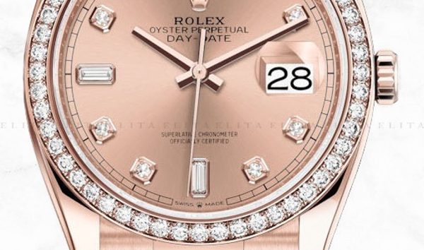 Rolex Day-Date 36 128345RBR-0009 18 Ct Everose Gold Diamond Set Rose Coloured Dial (10961961)
