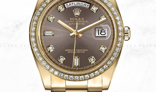 Rolex Day-Date 36 128348RBR-0005 18 Ct Yellow Gold Diamond Set Dark Grey Dial (10962843)