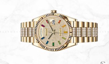 Rolex Day-Date 36 128238-0052 18 Ct Yellow Gold Diamond Paved Dial