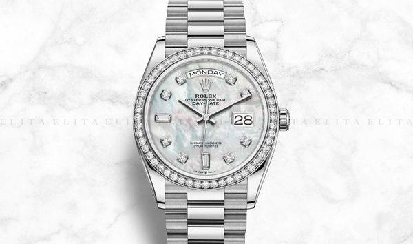 Rolex Day-Date 36 128349RBR-0004 18 Ct White Gold Diamond Set White Mother-Of-Pearl Dial (10958096)