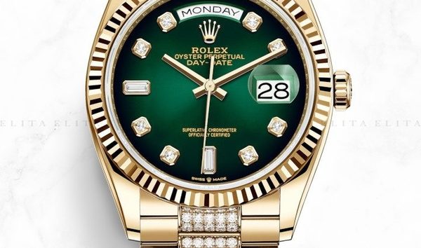 Rolex Day-Date 36 128238-0070 18 Ct Yellow Gold Diamond Set Green Ombre Dial Diamond Set Bracelet (10962837)