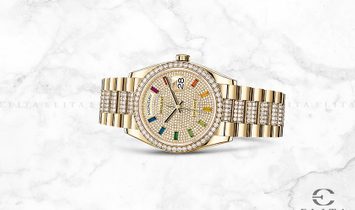 Rolex Day-Date 36 128348RBR-0031 18 Ct Yellow Gold Diamond Paved Dial
