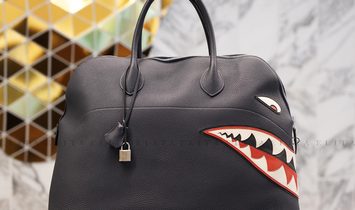 Hermes Bolide Runway Shark Bag, Limited Edition in Blue Indigo Togo Leather