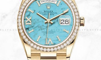 Rolex Day-Date 36 128348RBR-0037 18 Ct Yellow Gold Diamond Set Turquoise Dial