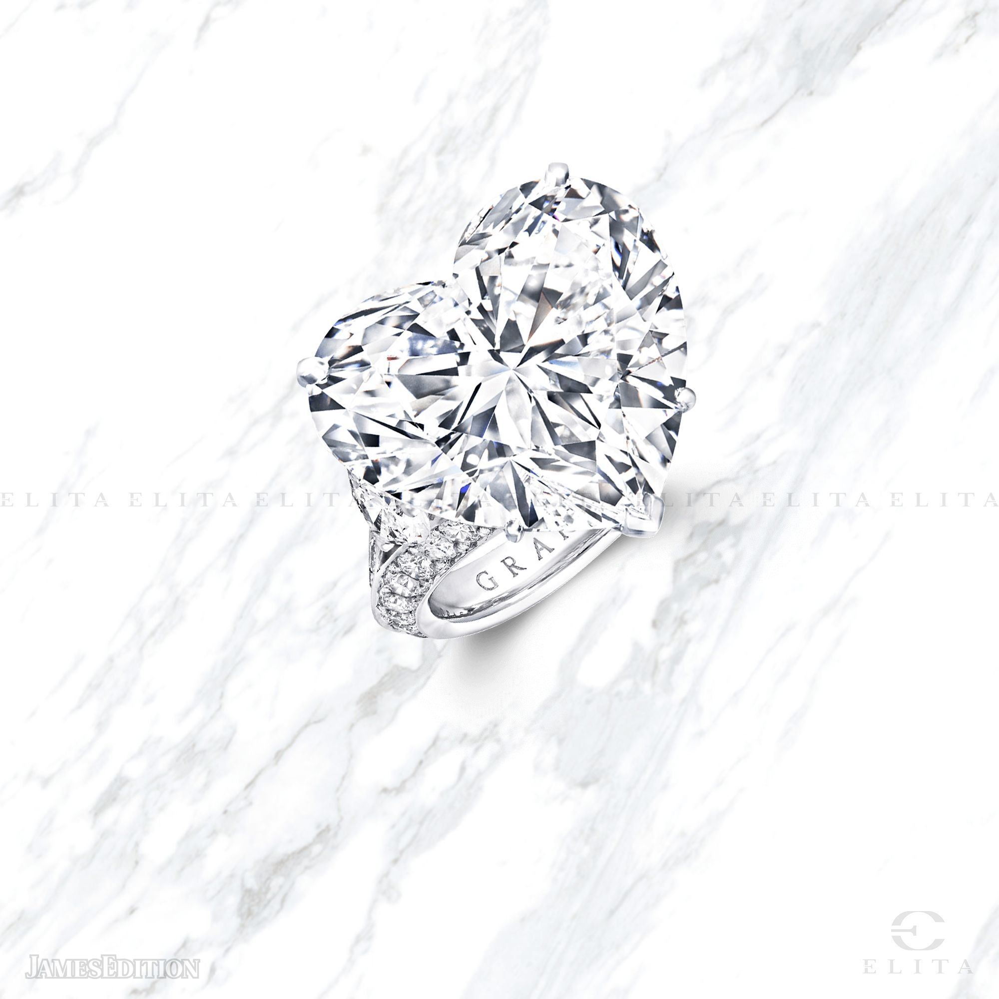 Graff Flawless Heart Shaped Diamond Ring For Sale