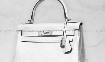 Hermes Kelly 28 White "Ghost" Clemence Leather