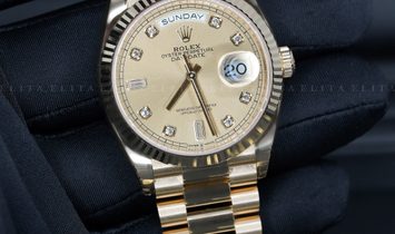 Rolex Day-Date 36  128238-0008 18ct Yellow Gold Diamond Set Champagne Coloured Dial 