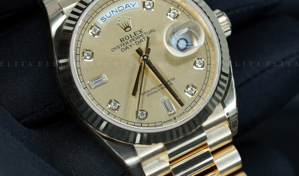 Rolex Day-Date 36 128238-0008 18ct Yellow Gold Diamond Set Champagne Coloured Dial (10957820)