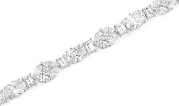 White Diamond Bracelet, 8.01 Ct. (14.30 Ct. TW), Oval shape, GIA Certified, JCBW05430157