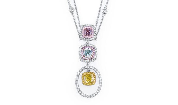 Fancy Intense Greenish Yellow Diamond Necklace, 2.13 Ct. (3.12 Ct. TW), Cushion shape, GIA Certified (10869588)