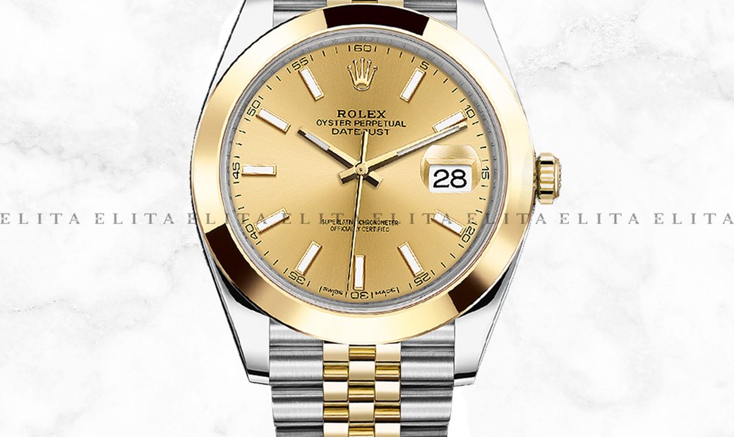 Rolex Datejust 41 126303-0010 Oystersteel and Yellow Gold Champagne Dial Jubilee Bracelet