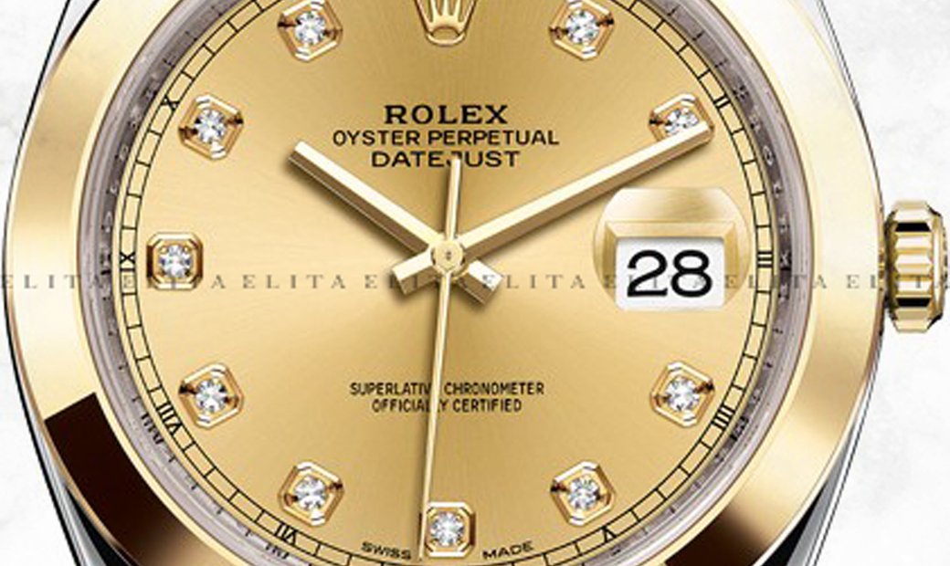 Rolex Datejust 41 126303-0011 Oystersteel and Yellow Gold Diamond Set Champagne Dial