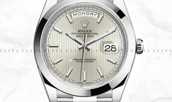 Rolex Day-Date 40 228206-0034 Platinum Silver Stripe Dial