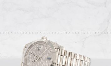 Rolex Day-Date 40 228206-0029 Platinum with Diamond Paved Dial with Diamond and Sapphire Indexes 