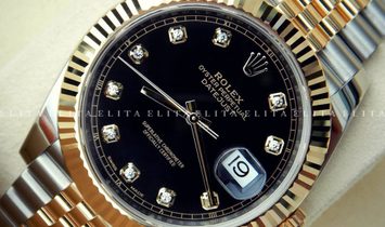 Rolex Datejust 41 126333-0006 Oystersteel and Yellow Gold Diamond Set Black Dial Jubilee Bracelet