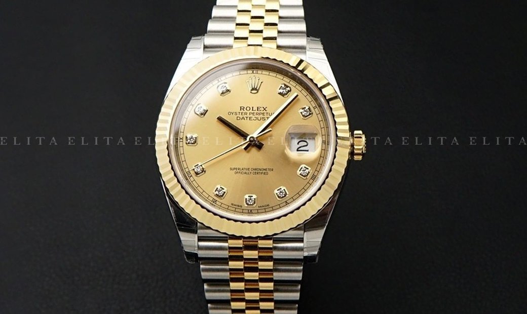 Rolex Datejust 41 126333-0012 Oystersteel and Yellow Gold Diamond Set Champagne Dial 