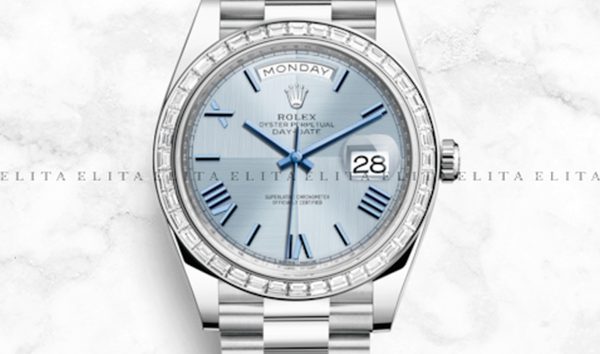 Rolex Day-Date 40 228396TBR-0004 Platinum Ice Blue Quadrant Dial, Diamond Bezel (11116936)
