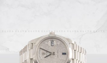 Rolex Day-Date 40 228206-0029 Platinum with Diamond Paved Dial with Diamond and Sapphire Indexes 