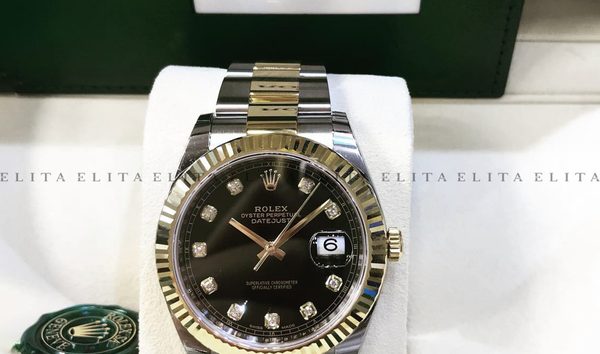Rolex Datejust 41 126333-0005 Oystersteel and Yellow Gold Diamond Set Black Dial Oyster Bracelet (11118442)