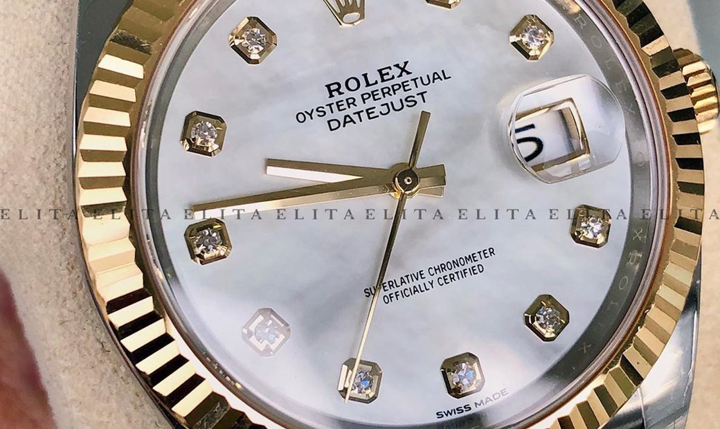 Rolex Datejust 41 126333-0018 Oystersteel and Yellow Gold Diamond Set White Mother Of Pearl Dial