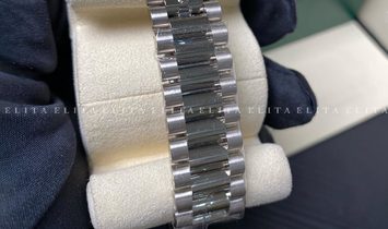 Rolex Day-Date 36 128239-0027 White Gold Diamond Paved Dial with Sapphire Hour Markers