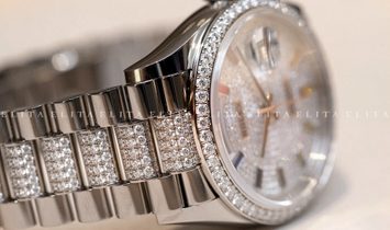 Rolex Day-Date 36 128349RBR-0012 18 Ct White Gold Diamond-Paved Dial, Diamond Set Bezel and Bracelet