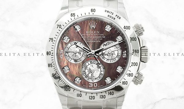 Rolex Daytona Cosmograph 116509-0044 White Gold Diamond Set Black Mother of Pearl Dial (11120387)