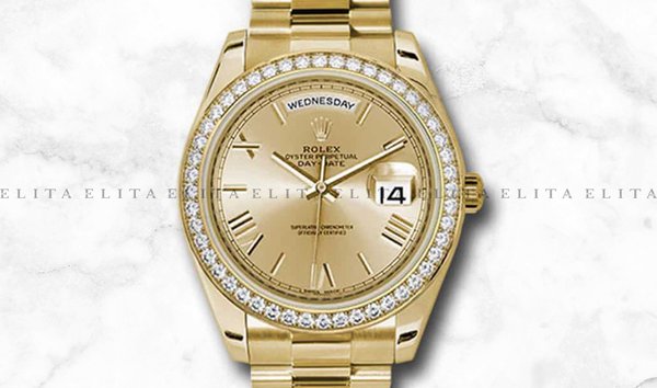 Rolex Day-Date 40 228348RBR-0003 18Ct Yellow Gold Champagne Dial Diamond Set Bezel (11131102)
