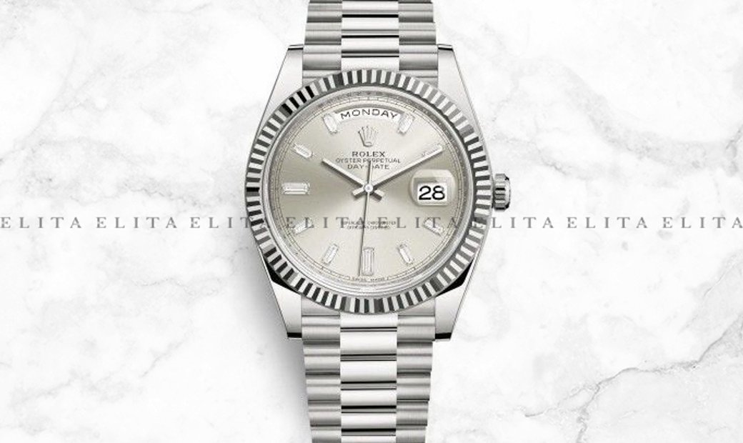 Rolex Day-Date 40 228239-0003 18Ct White Gold with Diamond Set Silver Dial
